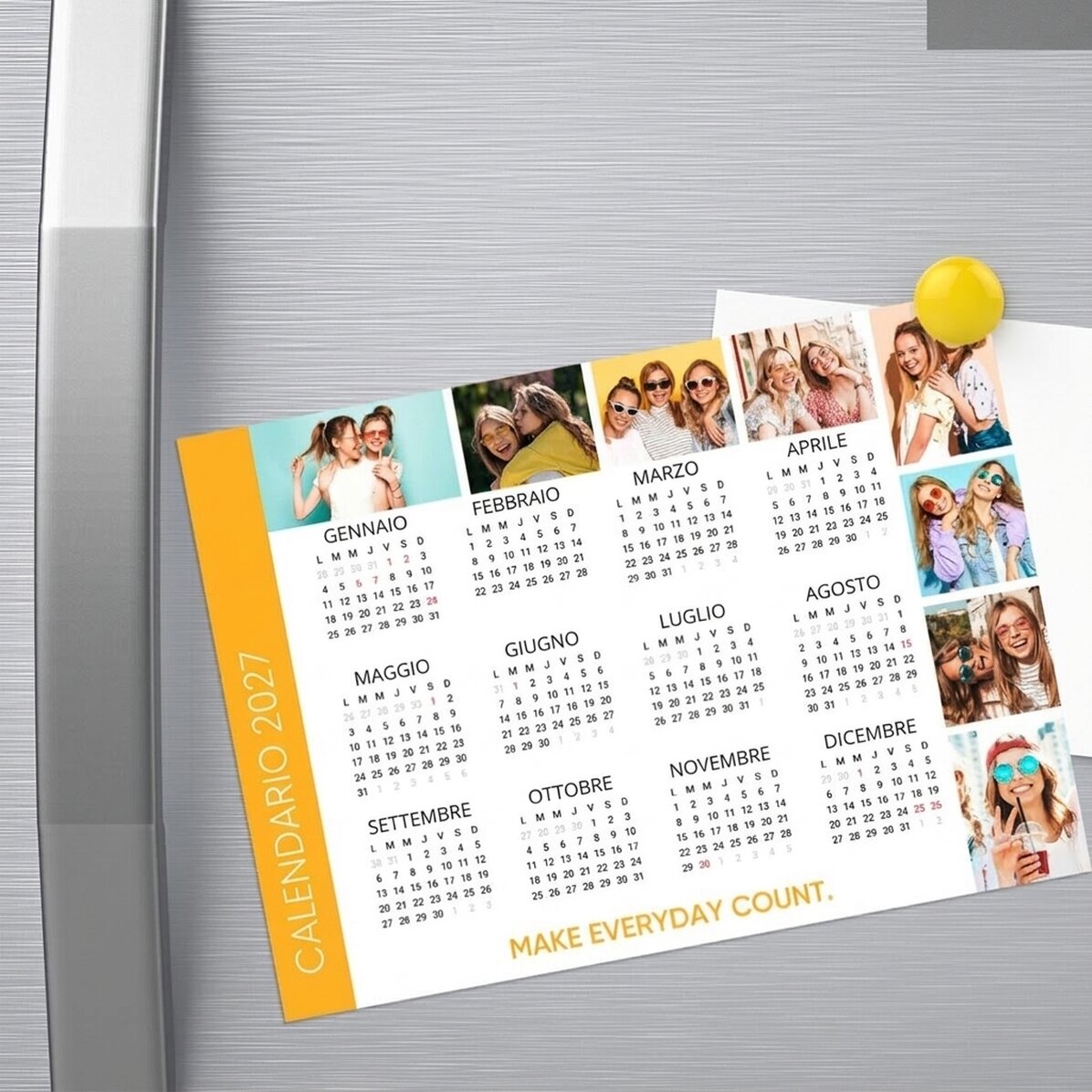 Calendario magnetico personalizzato con 8 foto e un messaggio