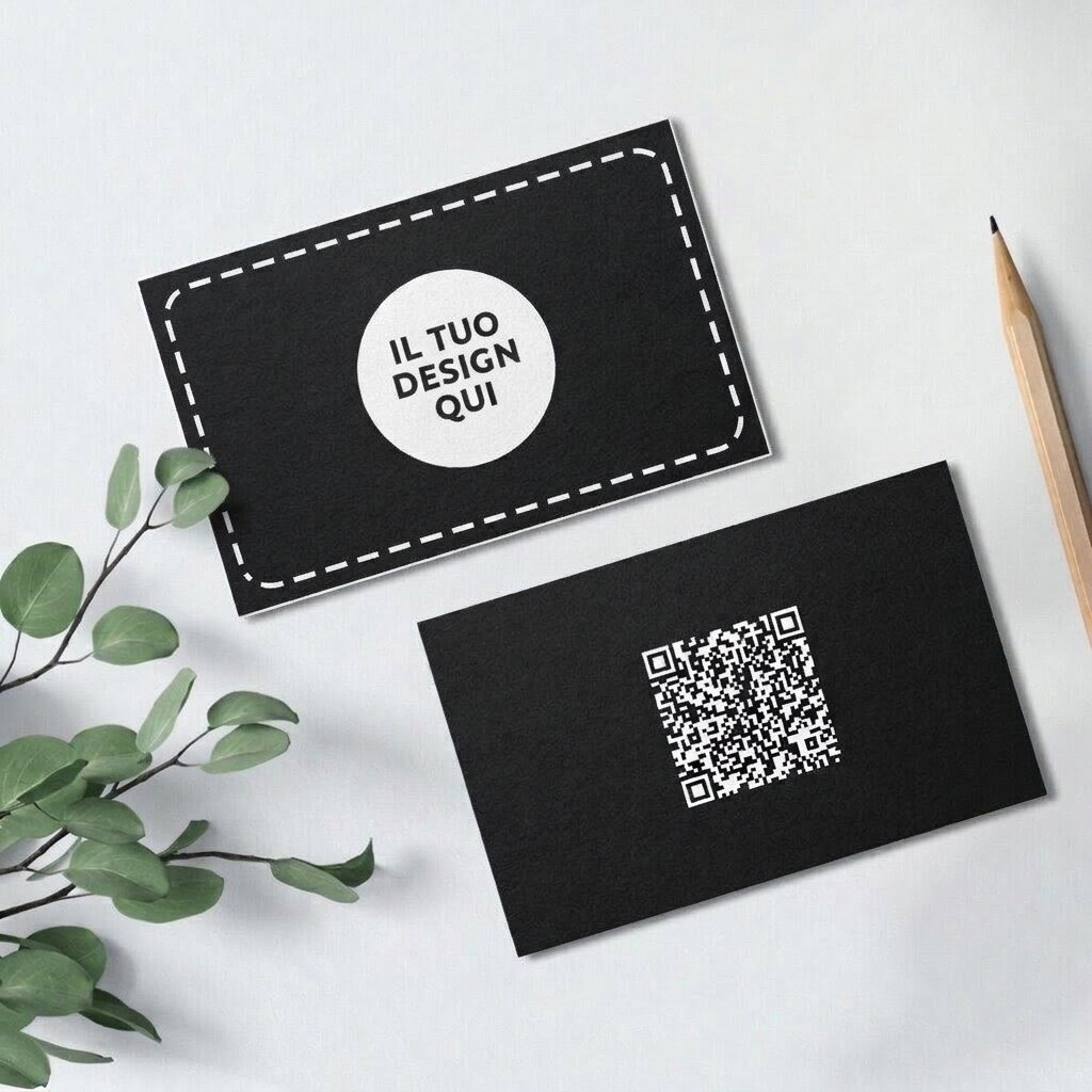 Biglietti da visita su carta personalizzati fronte-retro con codice QR e la tua grafica