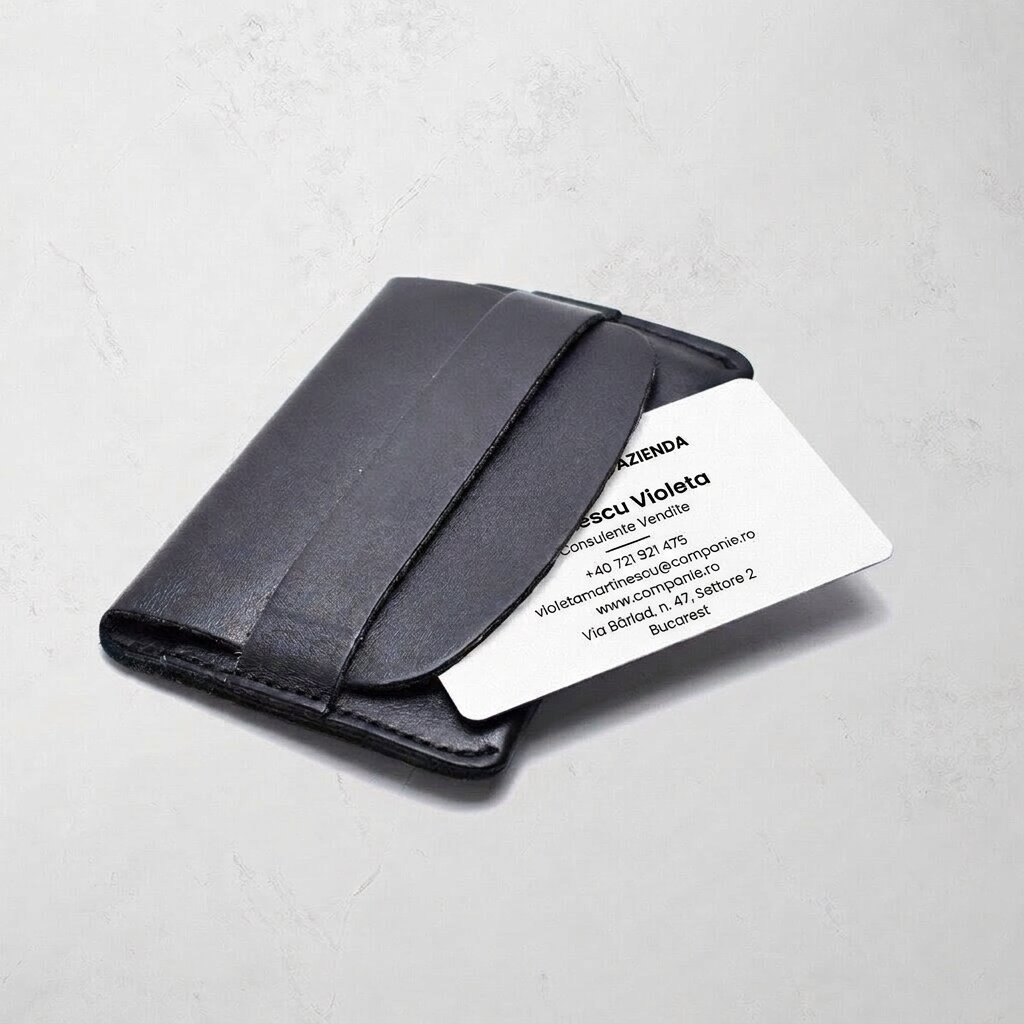 Biglietto da visita personalizzato in alluminio, design minimalista, logo e codice QR