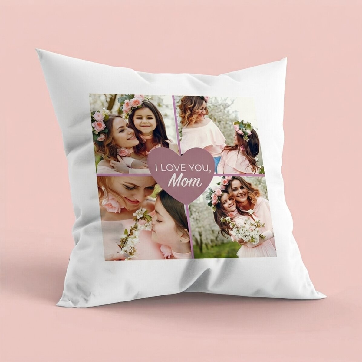 Cuscino personalizzato con 4 foto e testo