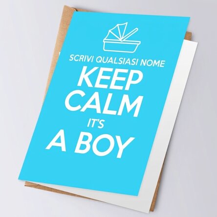 Biglietto di auguri personalizzato - KEEP CALM IT'S A BOY