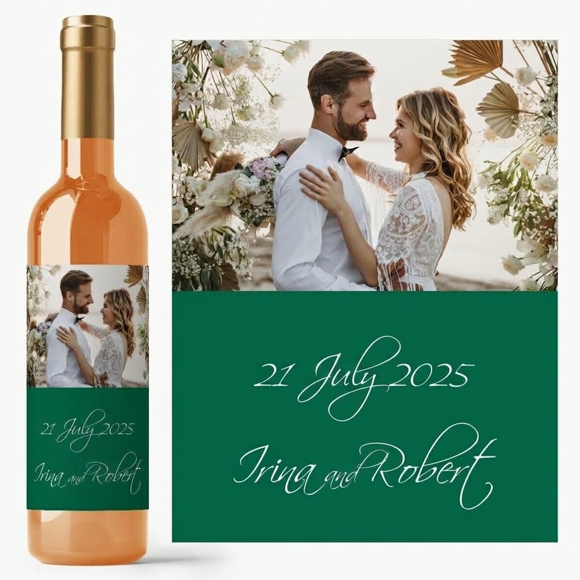 Vino personalizzato con una foto per il matrimonio