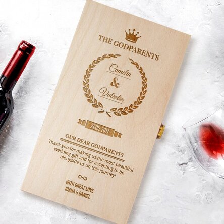Confezione personalizzata per due bottiglie di vino, per i padrini