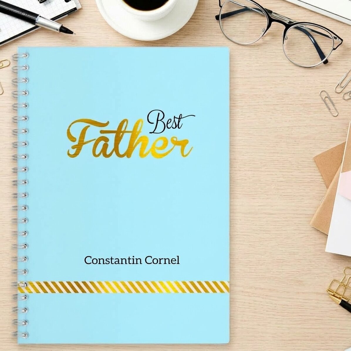 Quaderno personalizzato - Best Father, Blu