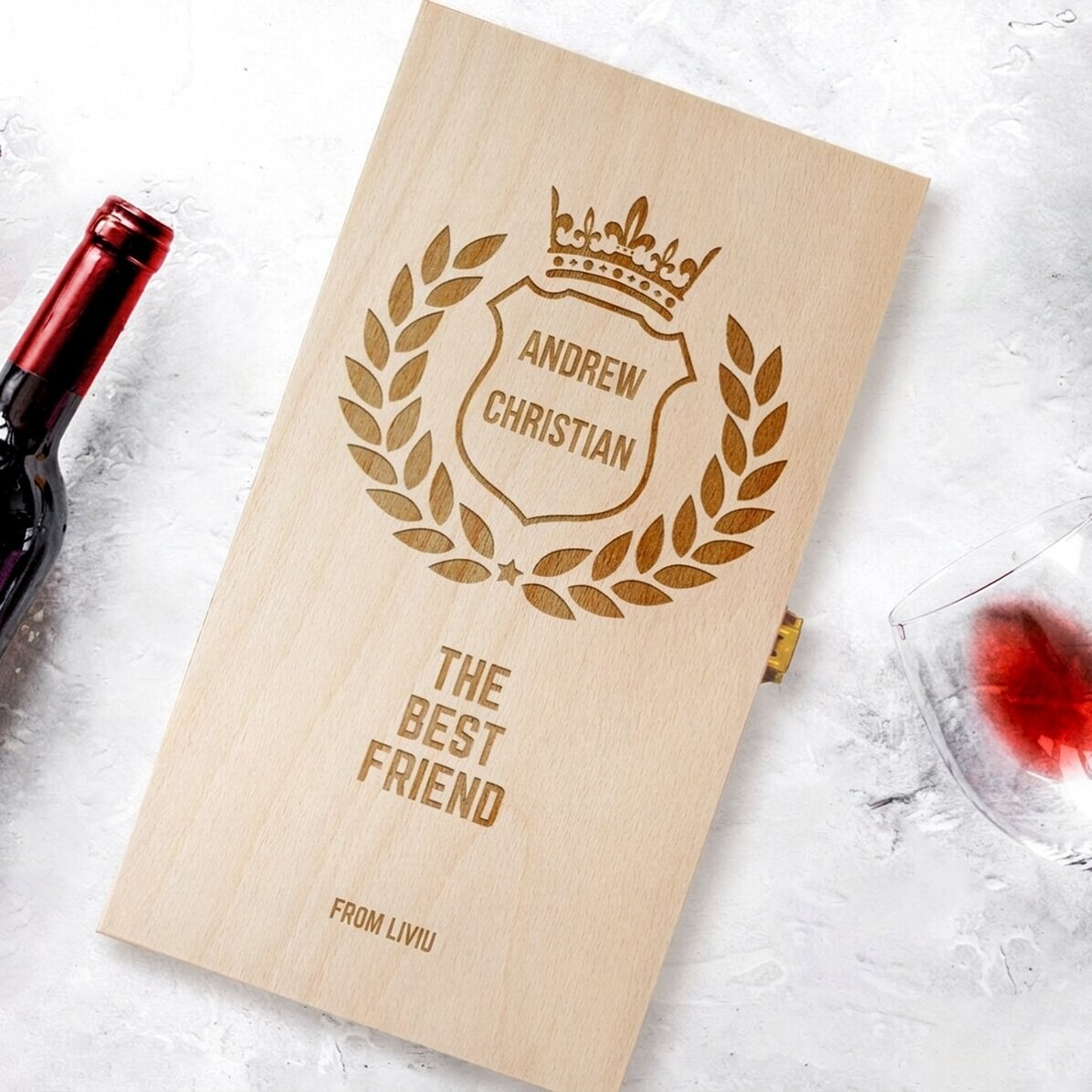 Scatola per vino personalizzata per due bottiglie - The Best