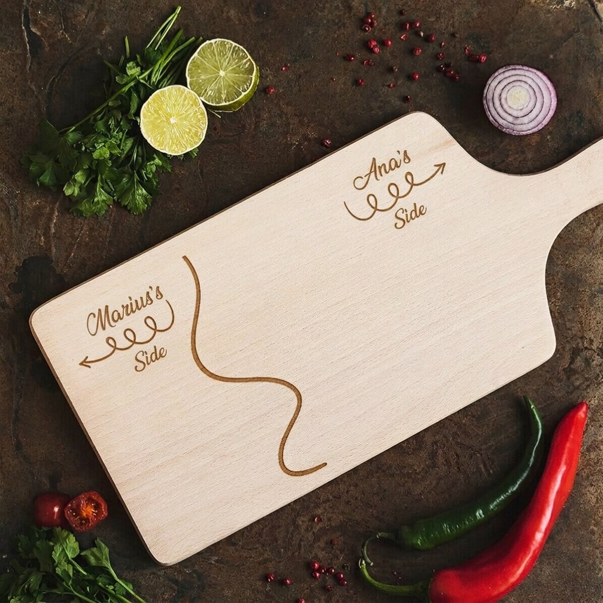 Tagliere personalizzato - Metà tuo, metà mio