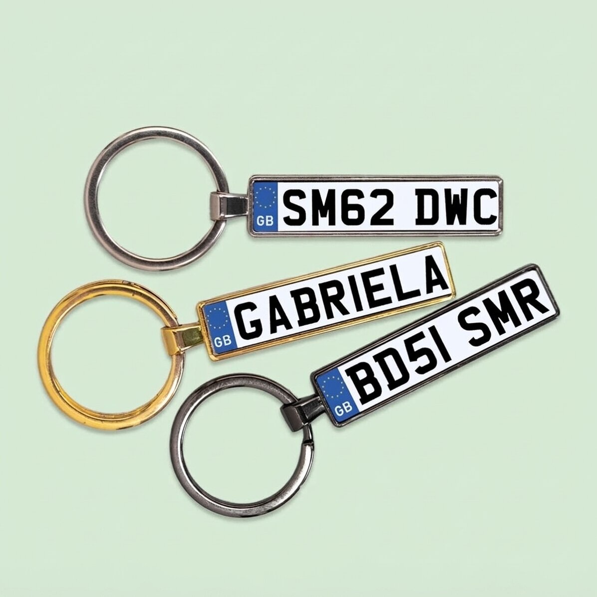 Portachiavi personalizzato con numero di targa del Regno Unito