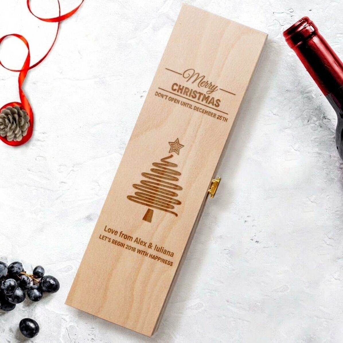 Scatola per vino personalizzata - Star Christmas Tree