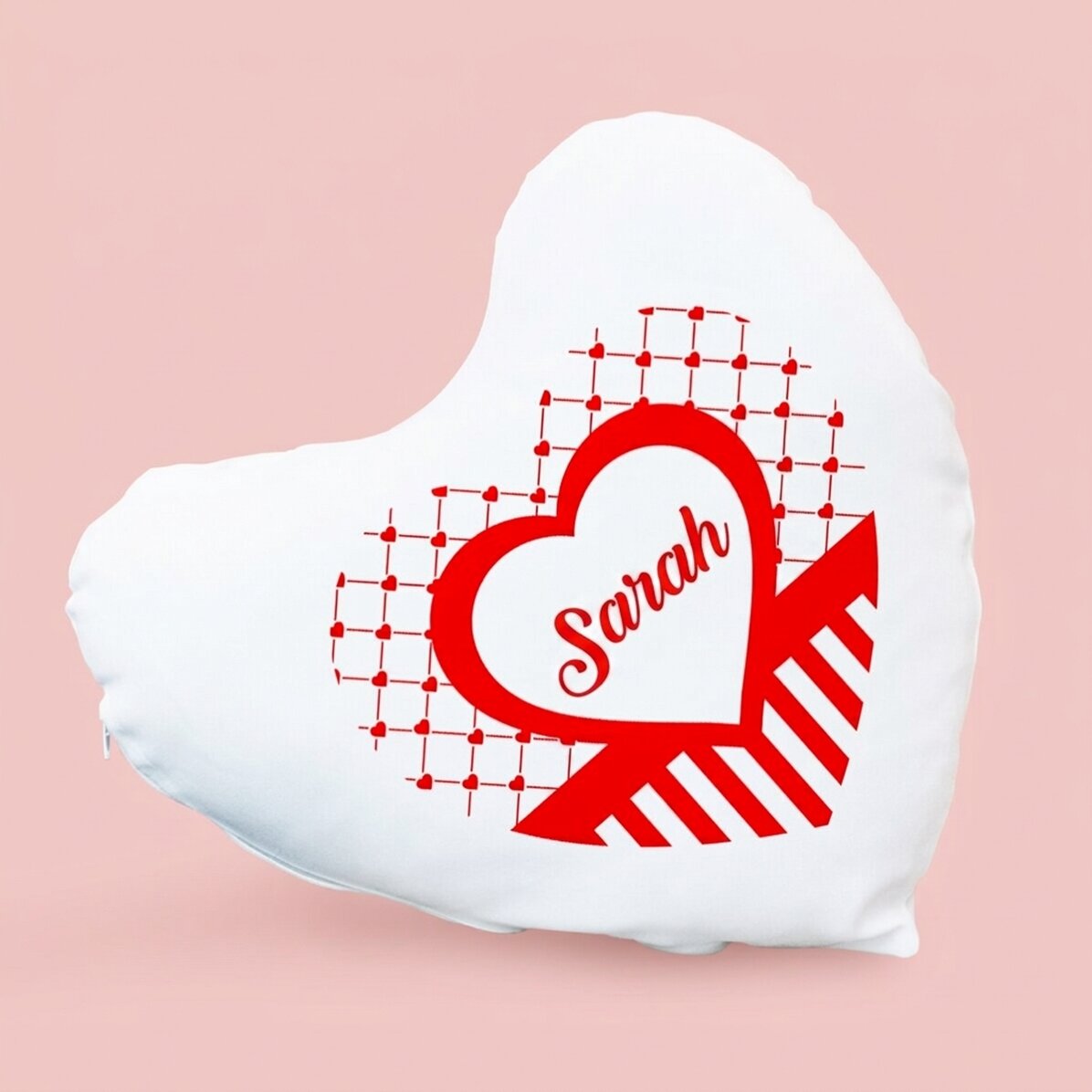 Cuscino personalizzato a forma di cuore con nome d