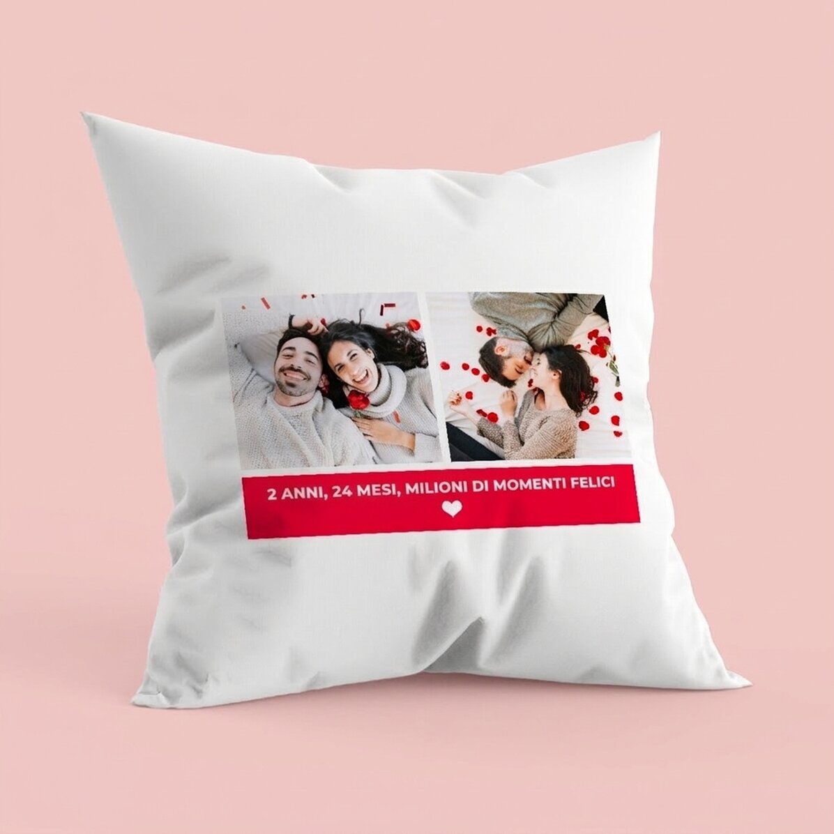 Cuscino personalizzato con 2 foto e testo