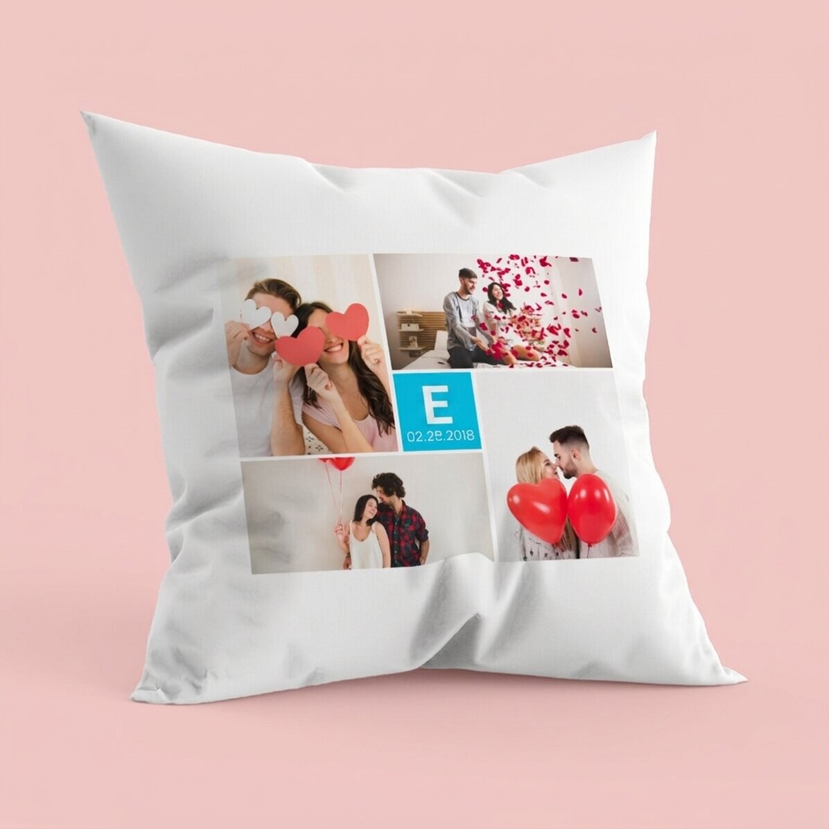 Cuscino personalizzato con 4 foto e un