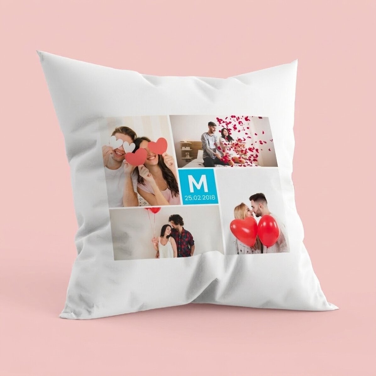 Cuscino personalizzato con 4 foto e un