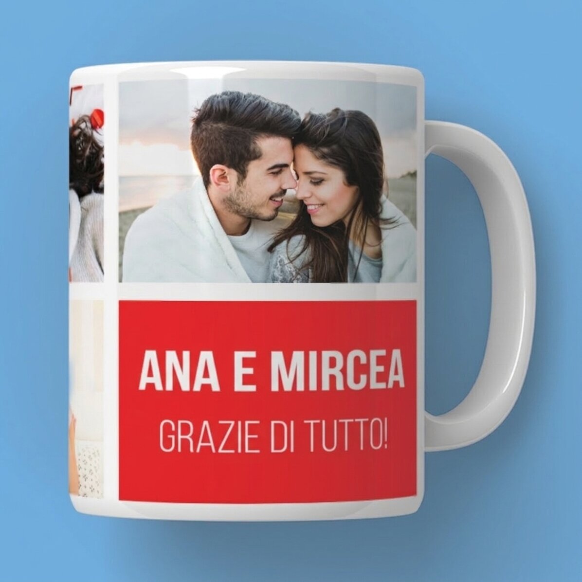 Tazza personalizzata con 5 foto e testo