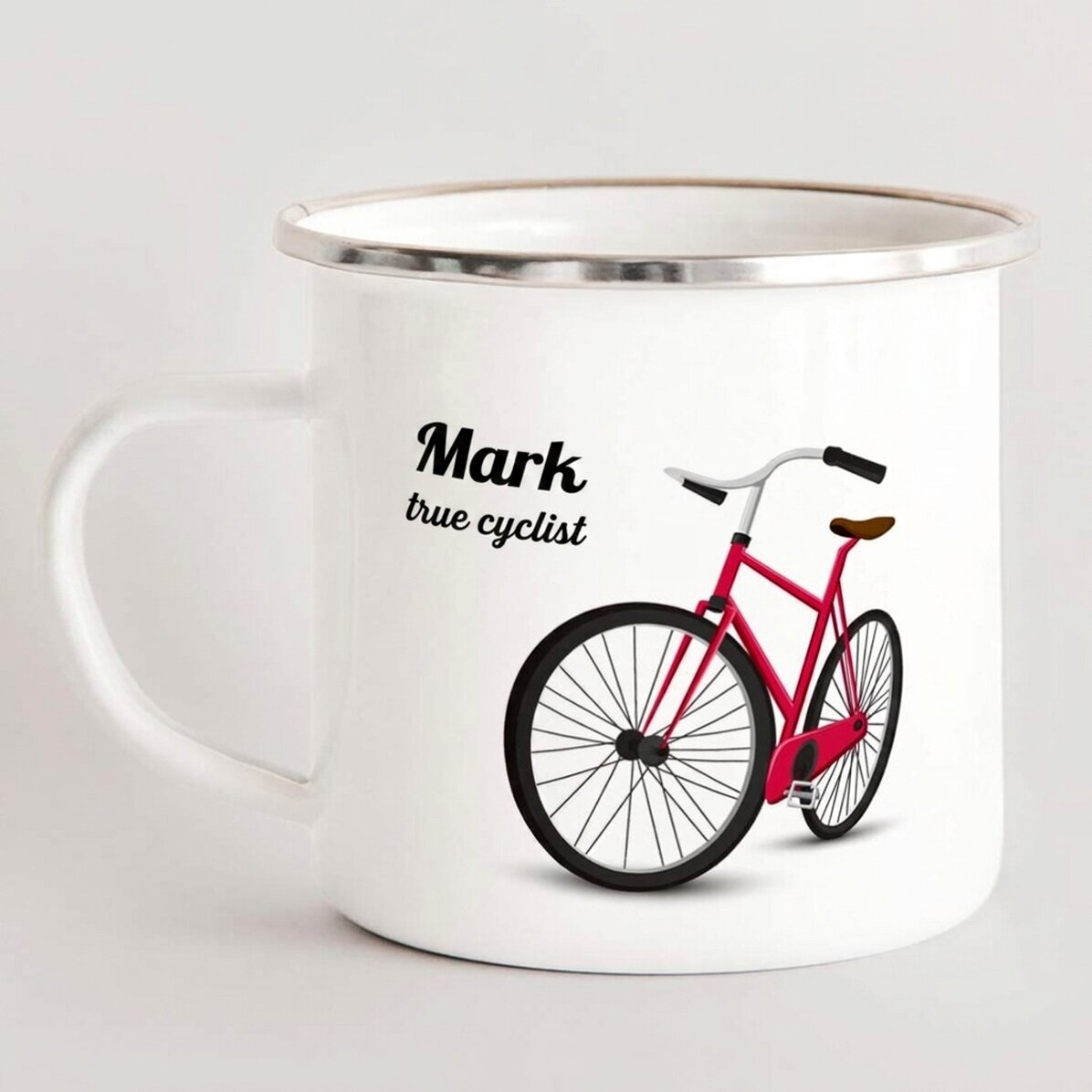 Tazza in metallo smaltato personalizzata - vero ciclista