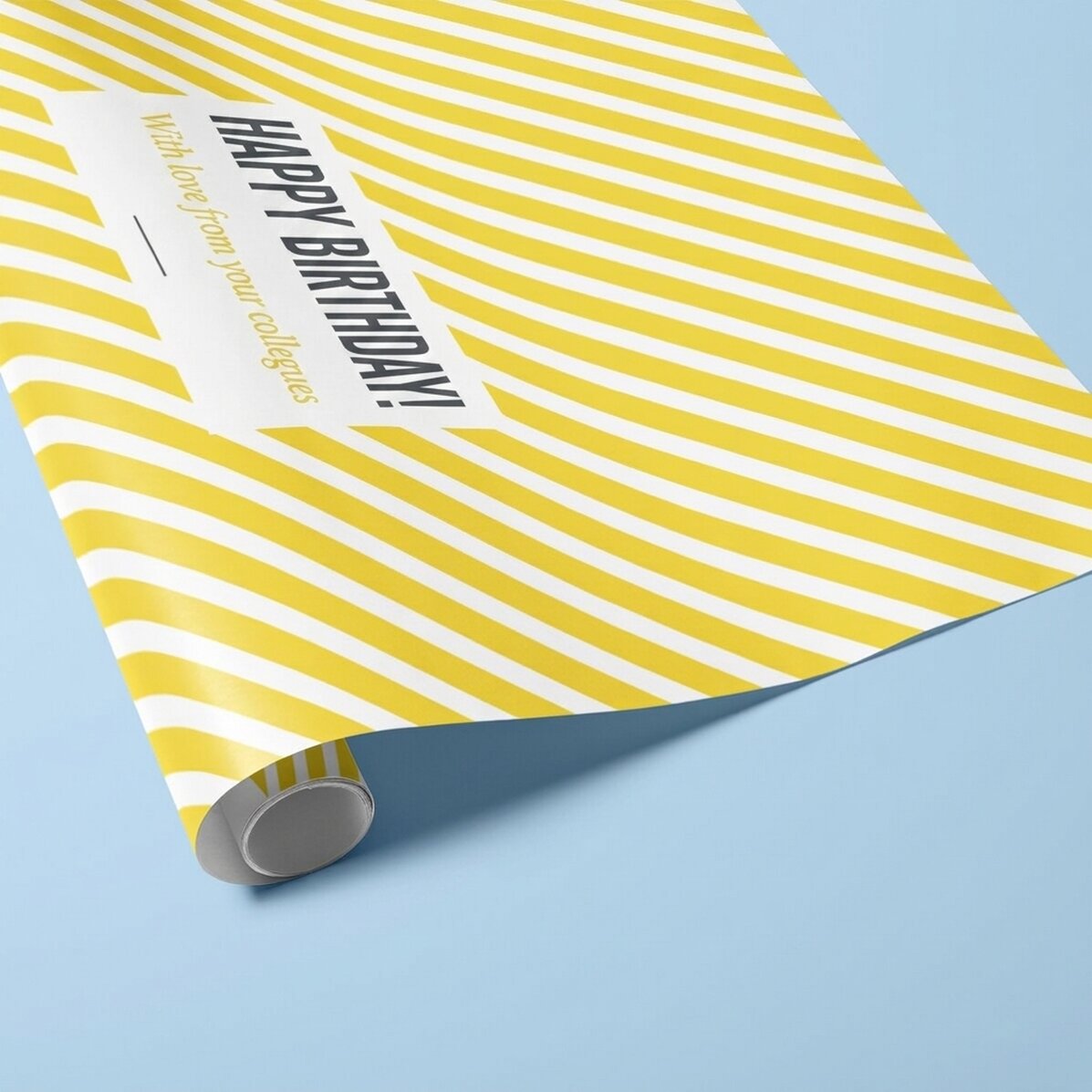 Carta da regalo personalizzata - modello "yellow stripes", con testo incorniciato
