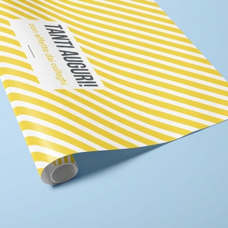 Carta da regalo personalizzata - modello "yellow stripes", con testo incorniciato