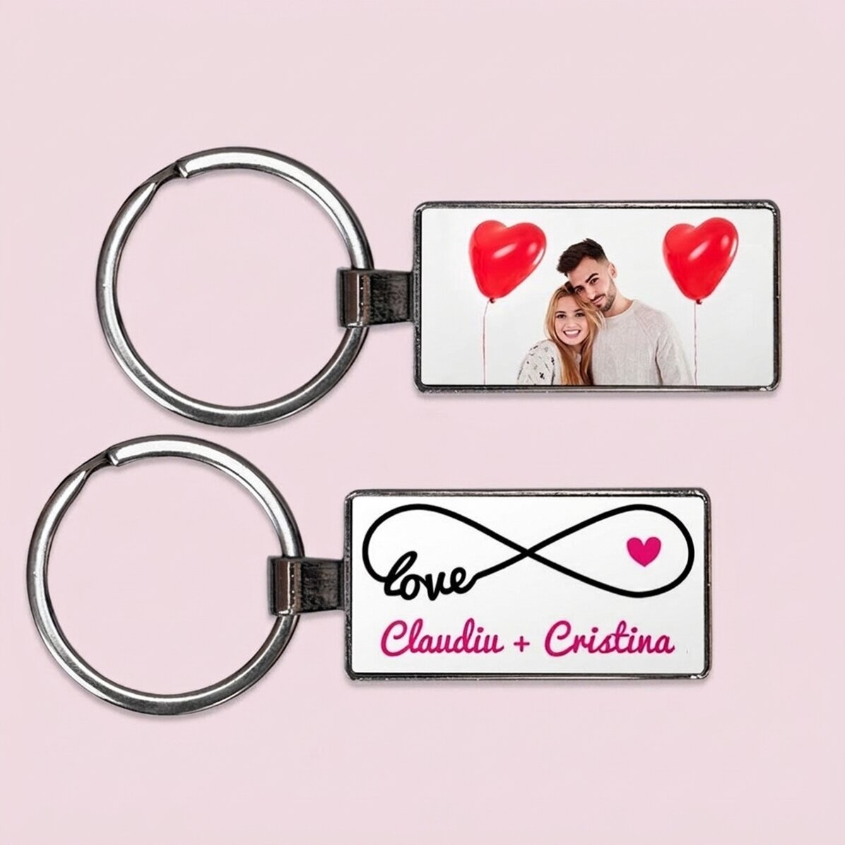 Portachiavi personalizzato con foto e testo - modello "infinity love"