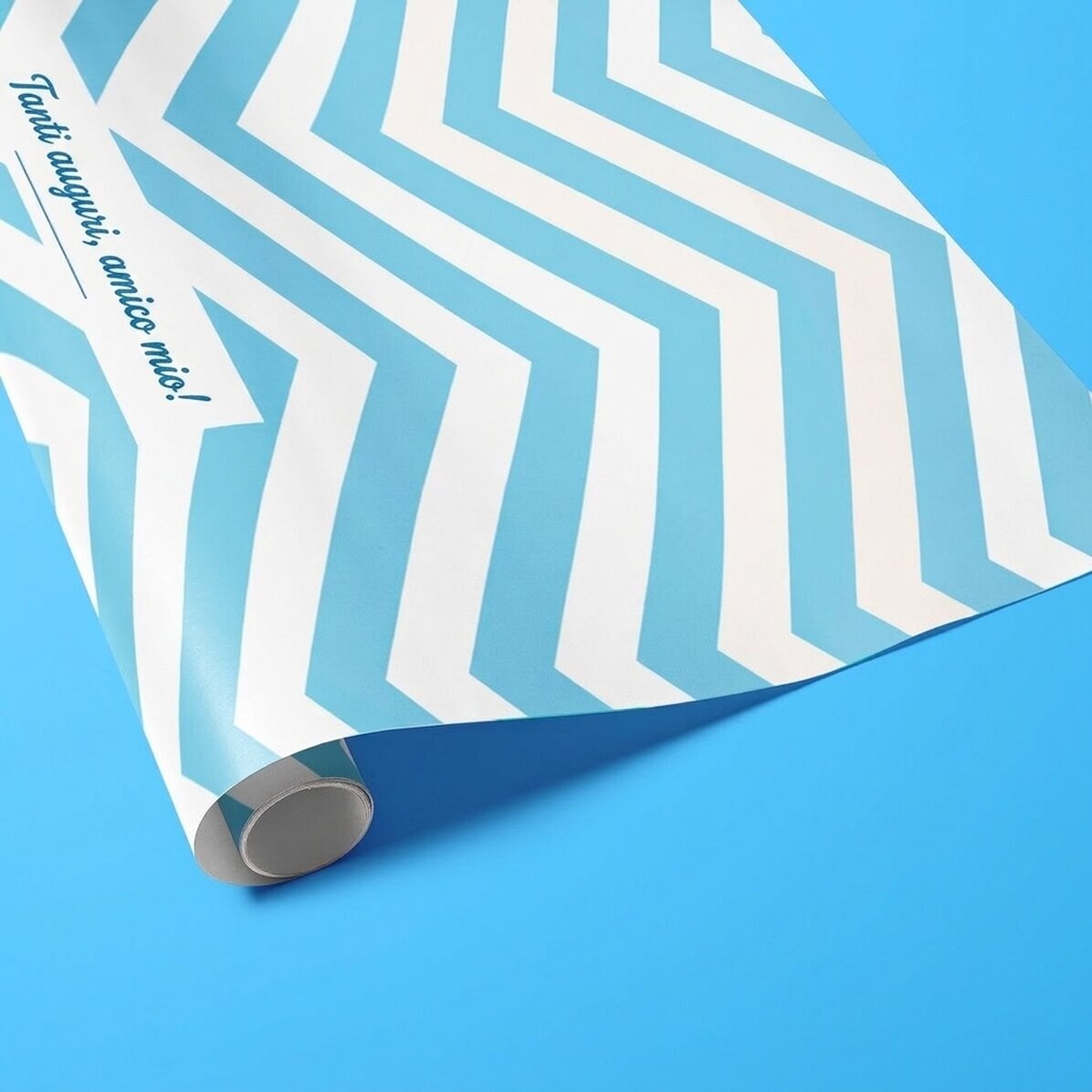 Carta da regalo personalizzata - modello "blue stripes" con testo incorniciato