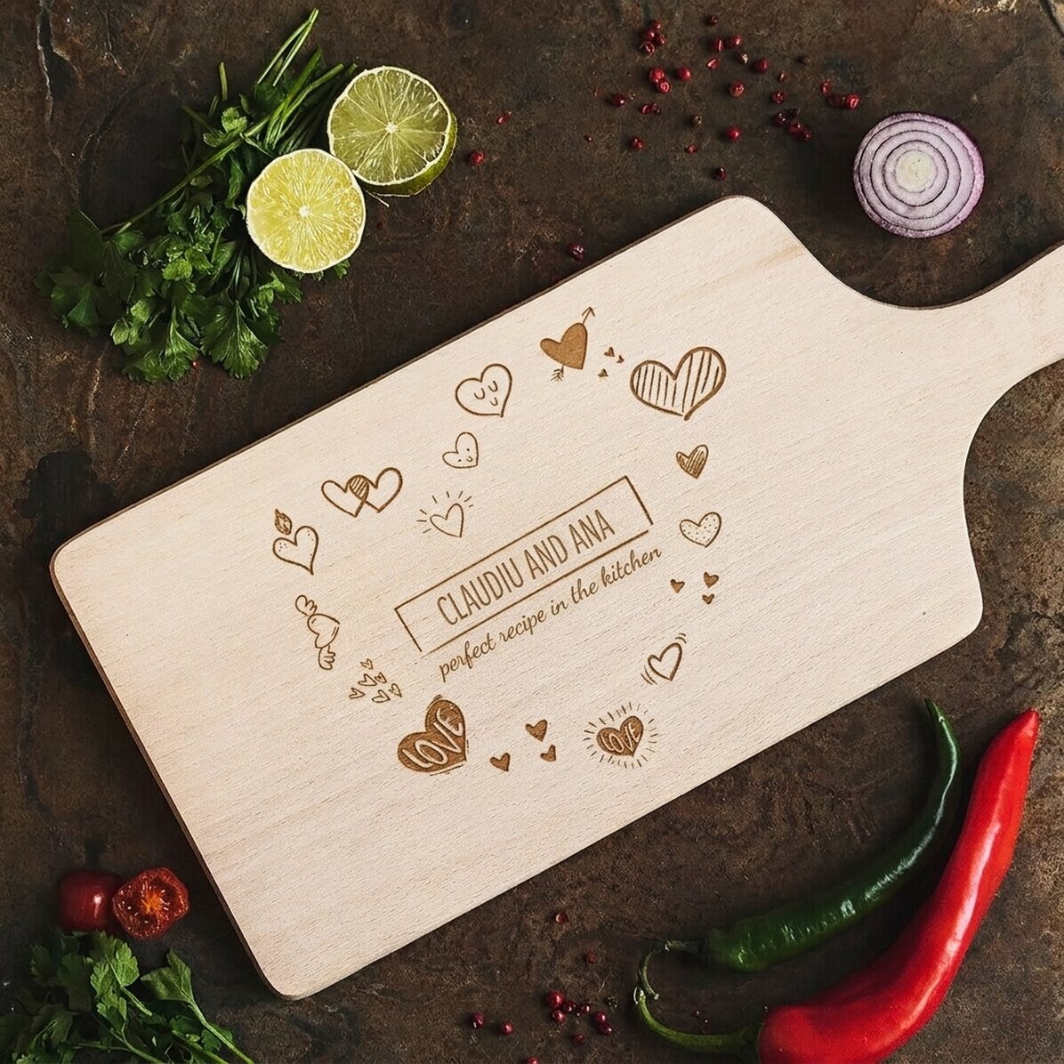 Tagliere personalizzato - Couple Hearts
