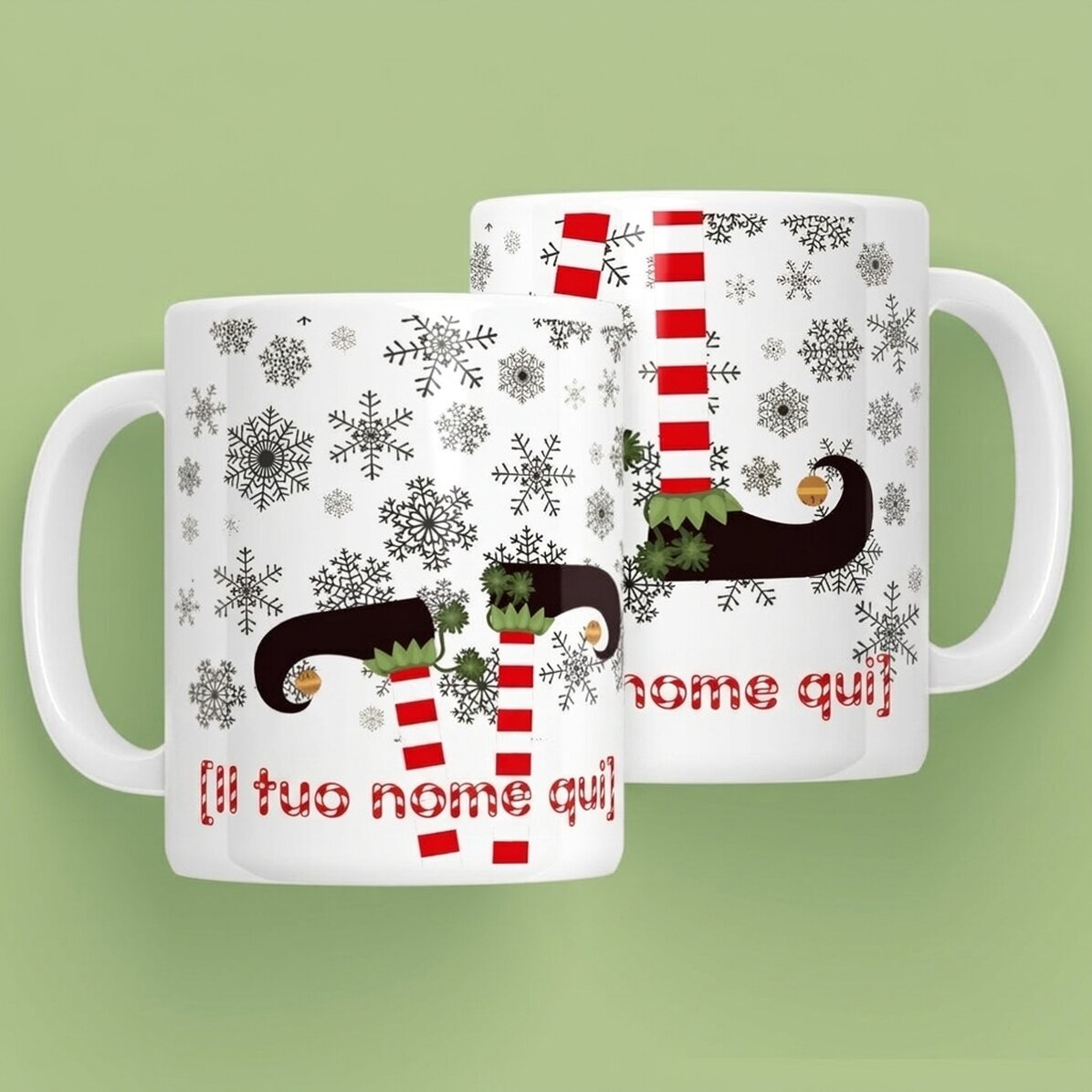 Tazza personalizzata Elf con scritta - modello natalizio