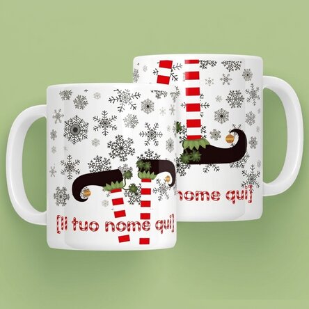 Tazza personalizzata Elf con scritta - modello natalizio