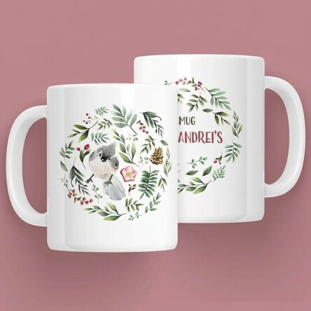 Tazza personalizzata con uccellino per lei - modello natalizio