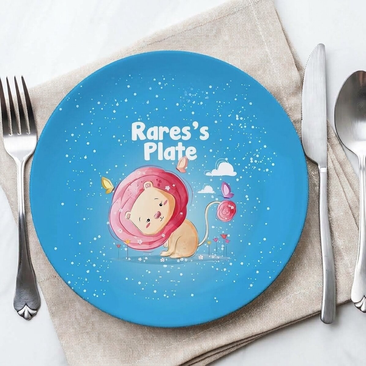 Piatto blu personalizzato con scritta