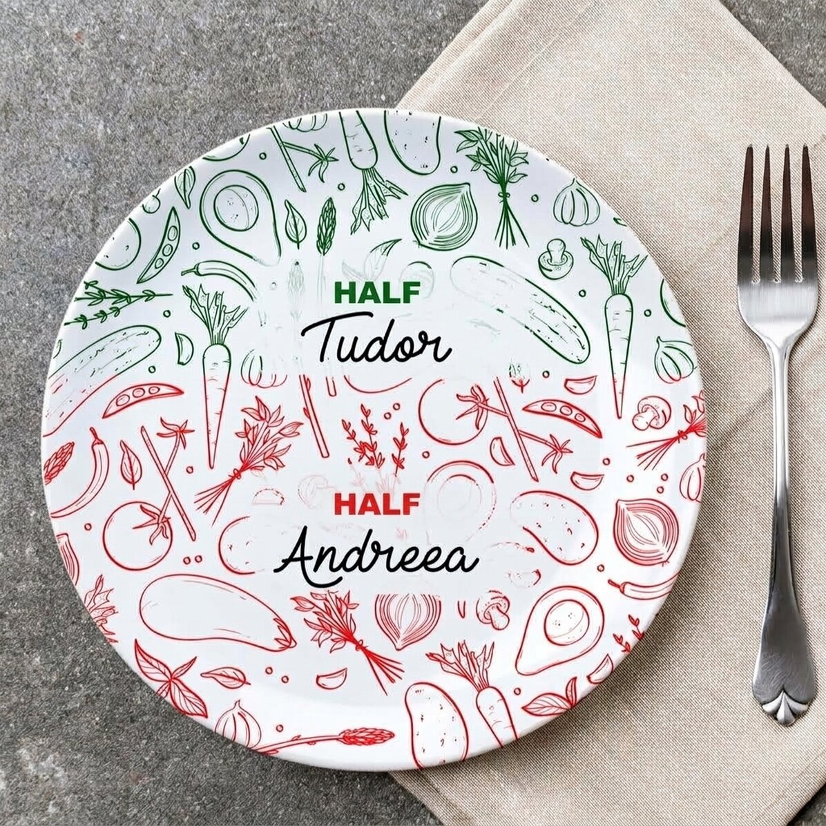 Piatto personalizzato con scritta - A metà