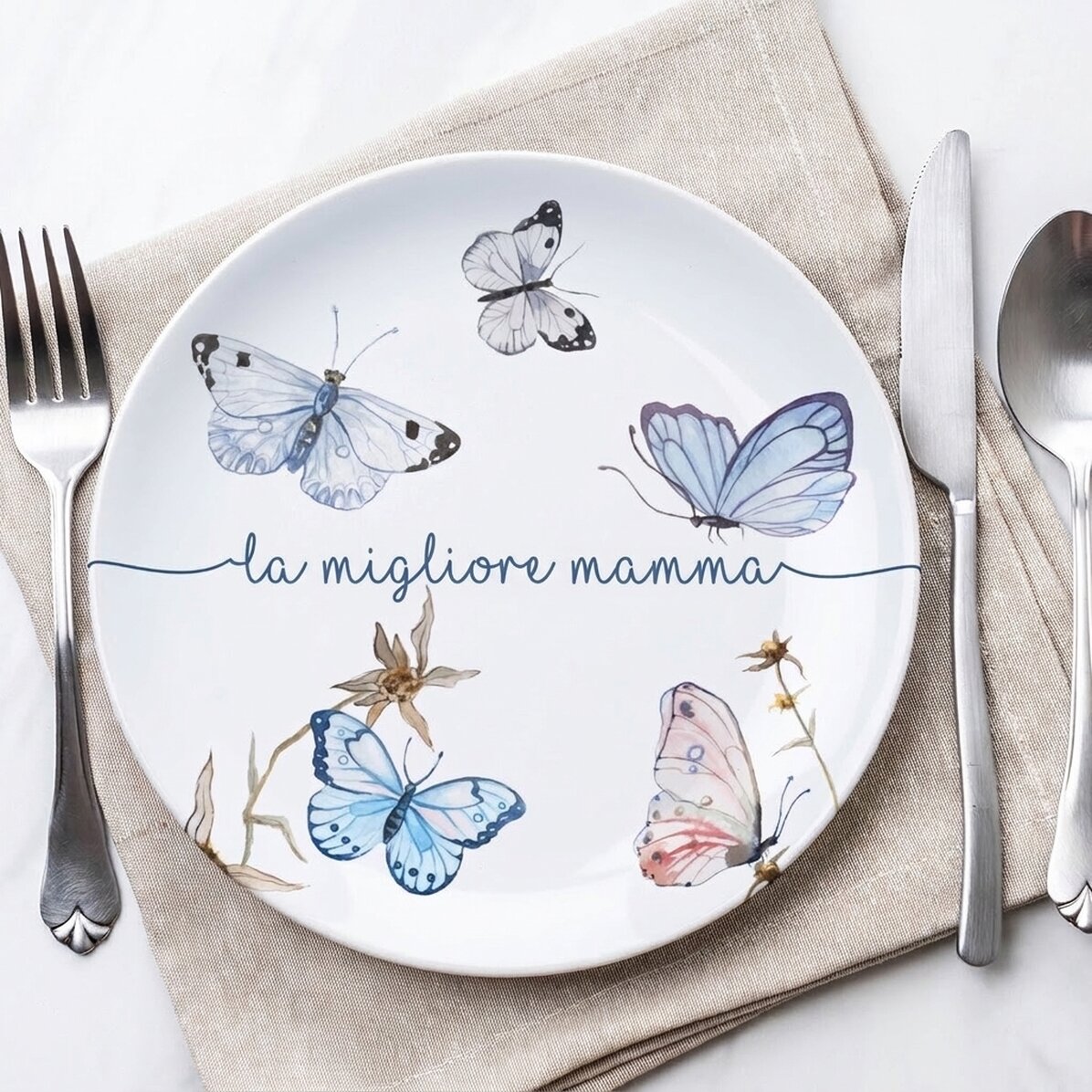 Piatto personalizzato con scritta - Farfalle