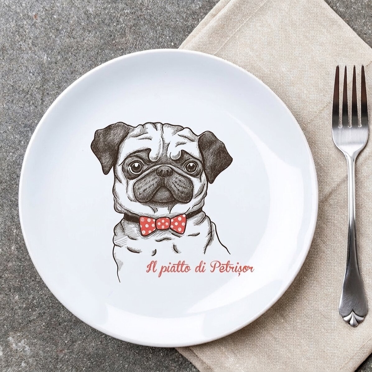 Piatto personalizzato con scritta - Pug life