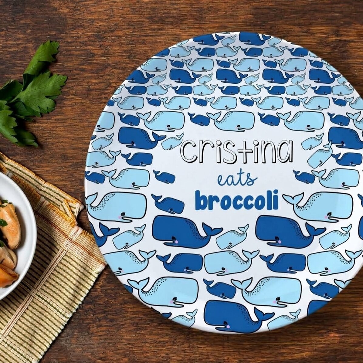 Piatto personalizzato con scritta - Balena