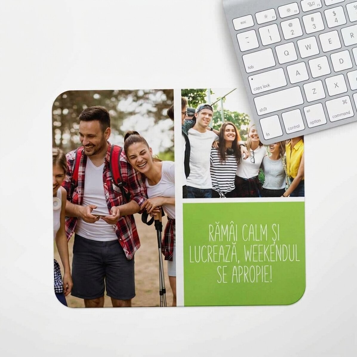 Tappetino per mouse personalizzato con due foto e un testo