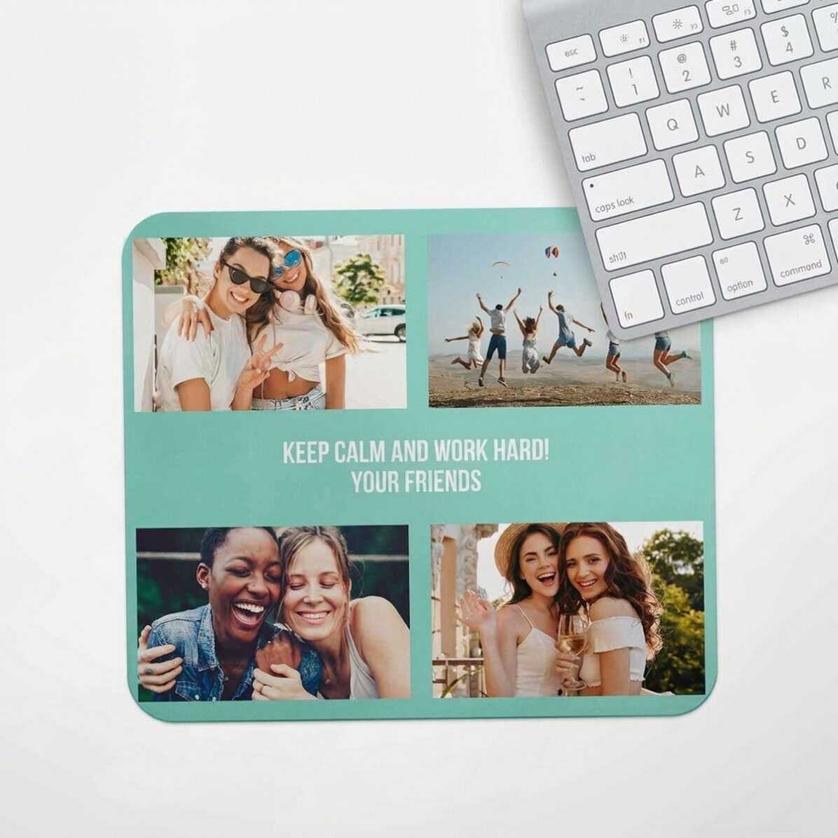 Tappetino per mouse personalizzato con 4 foto e testo