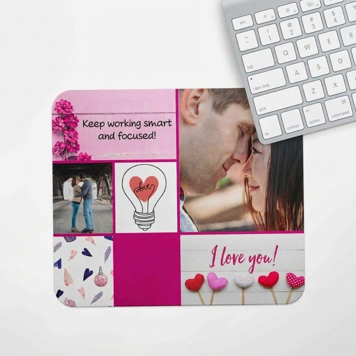Tappetino per mouse personalizzato con testo e foto - Love