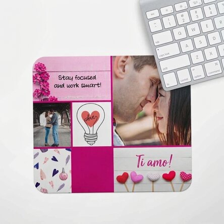 Tappetino per mouse personalizzato con testo e foto - Love