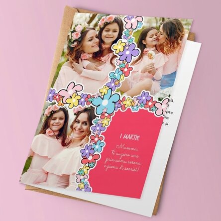Biglietto di auguri personalizzato con 3 foto e testo
