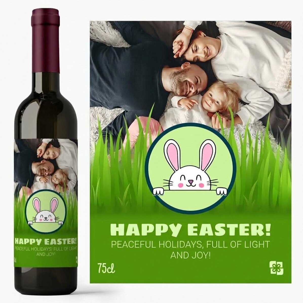 Vino personalizzato con testo e foto - Buona Pasqua!