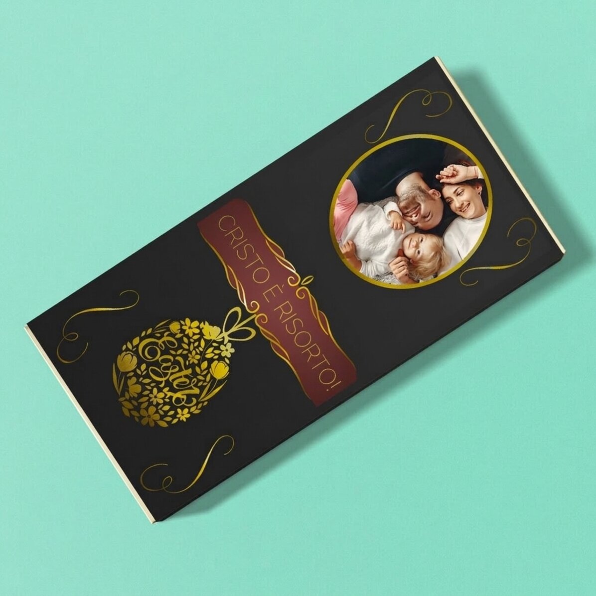 Cioccolato personalizzato con testo e foto per Pasqua