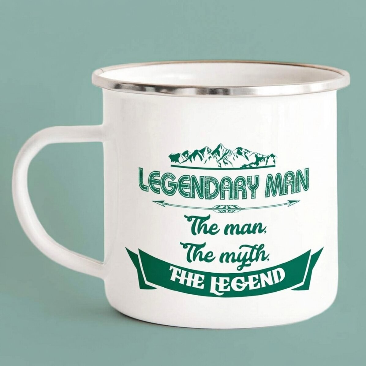 Tazza in metallo smaltato personalizzata con nome - The Legend
