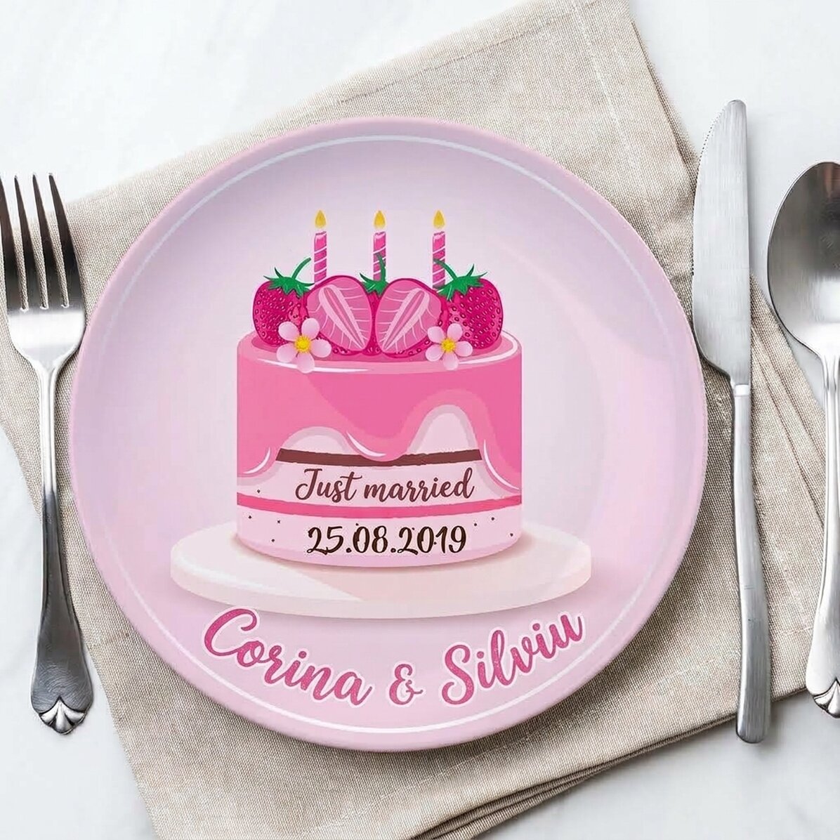 Piatto personalizzato con scritta - Just married