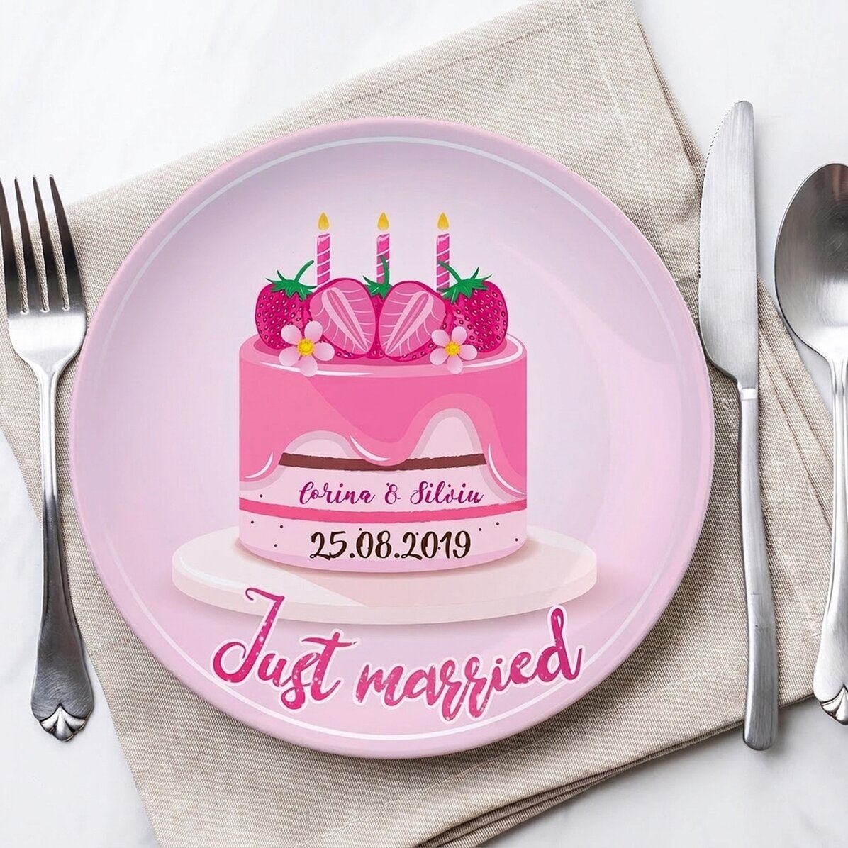 Piatto personalizzato con scritta - Just married