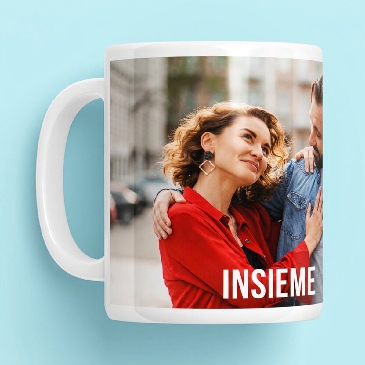 Tazza personalizzata con una foto in formato orizzontale e un testo
