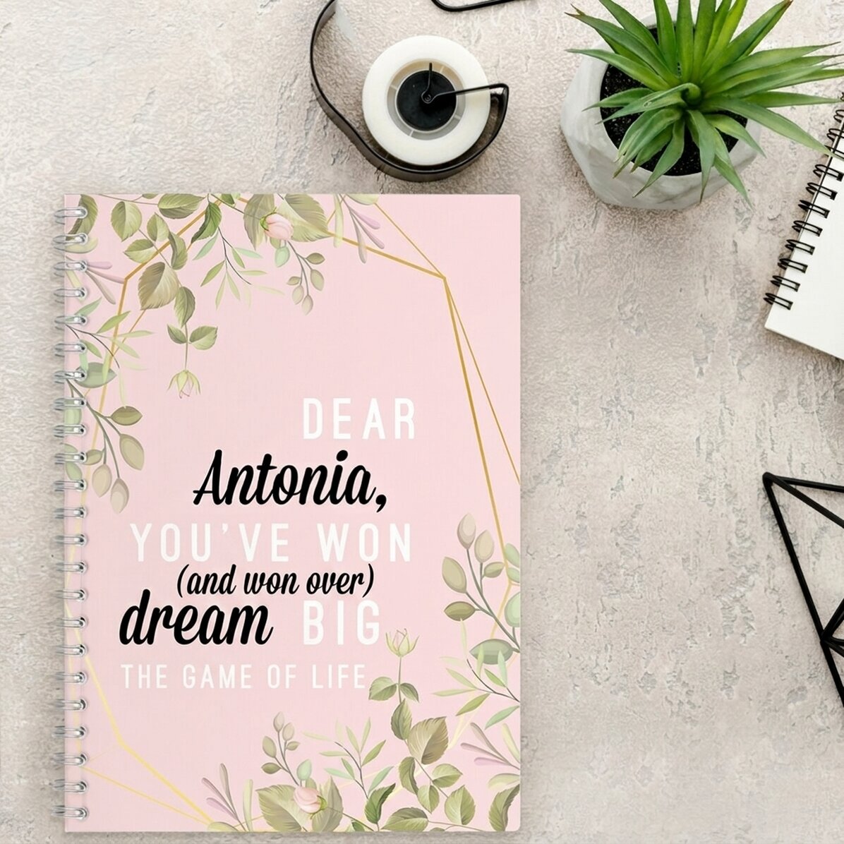 Taccuino personalizzato con motivi floreali "Dear Antonia"