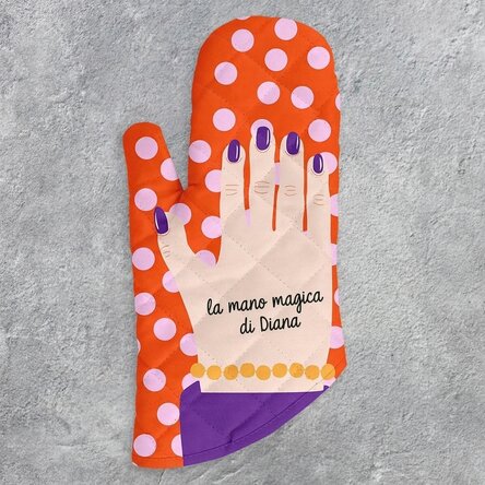 Guanto da cucina personalizzato con scritta - Modello "mano"