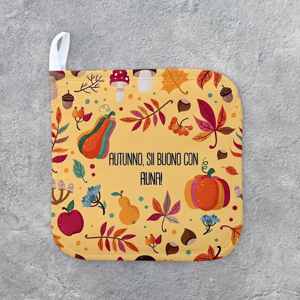 Supporto per pentola calda personalizzato con scritta - Buon autunno