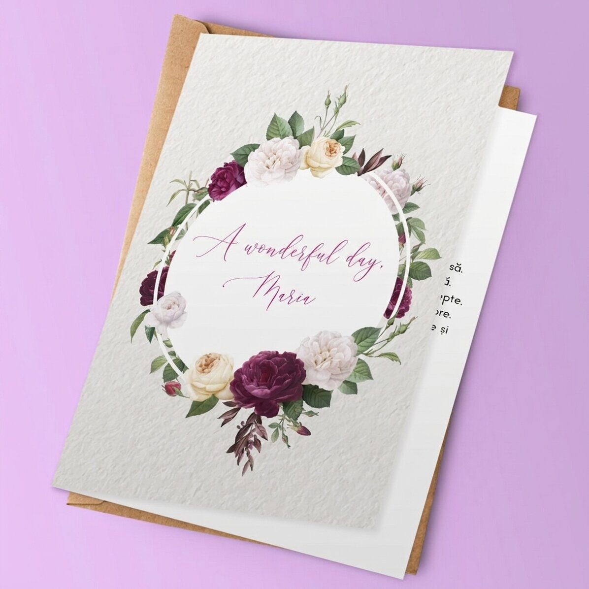 Biglietto di auguri personalizzato - modello con fiori