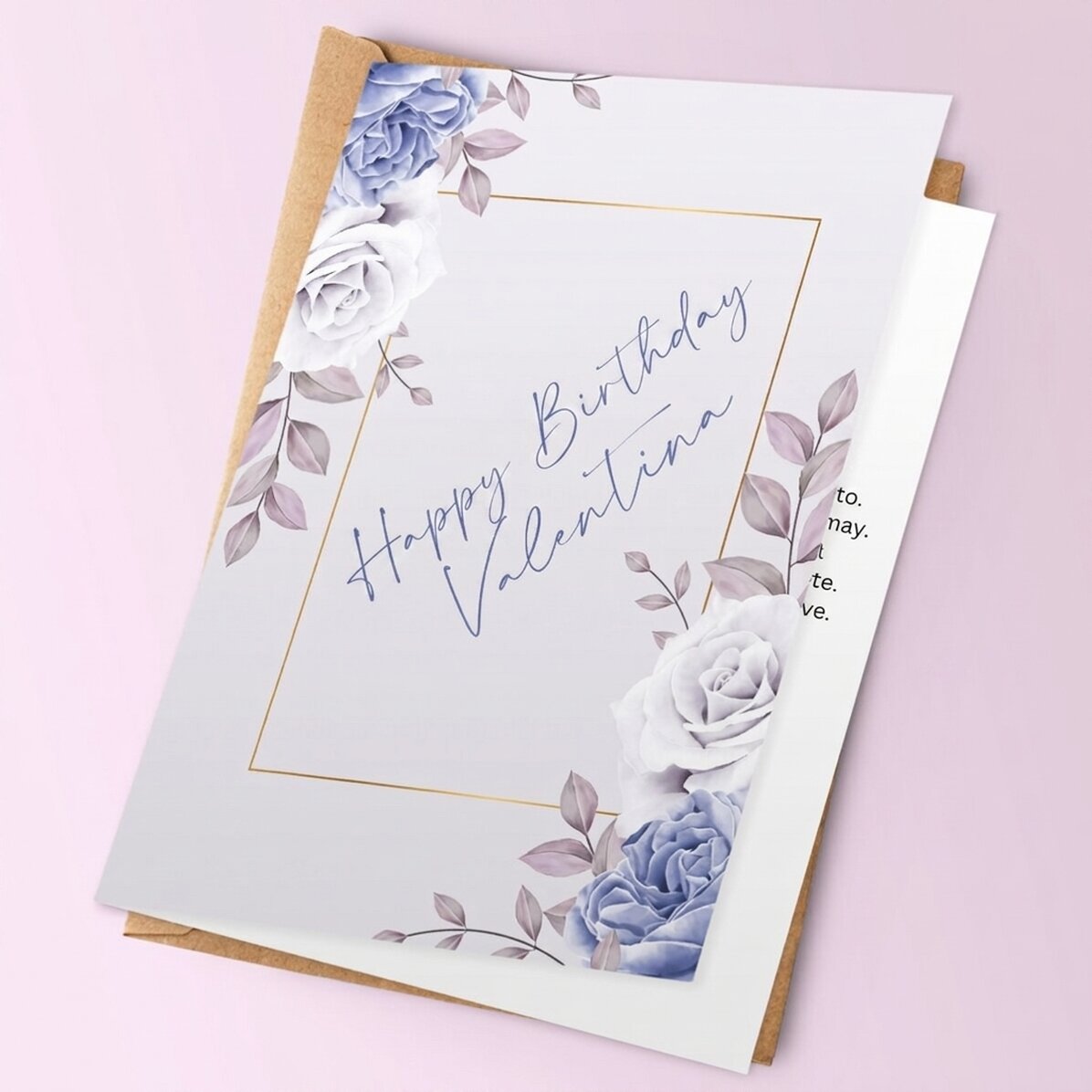 Biglietto di auguri personalizzato - modello con rose