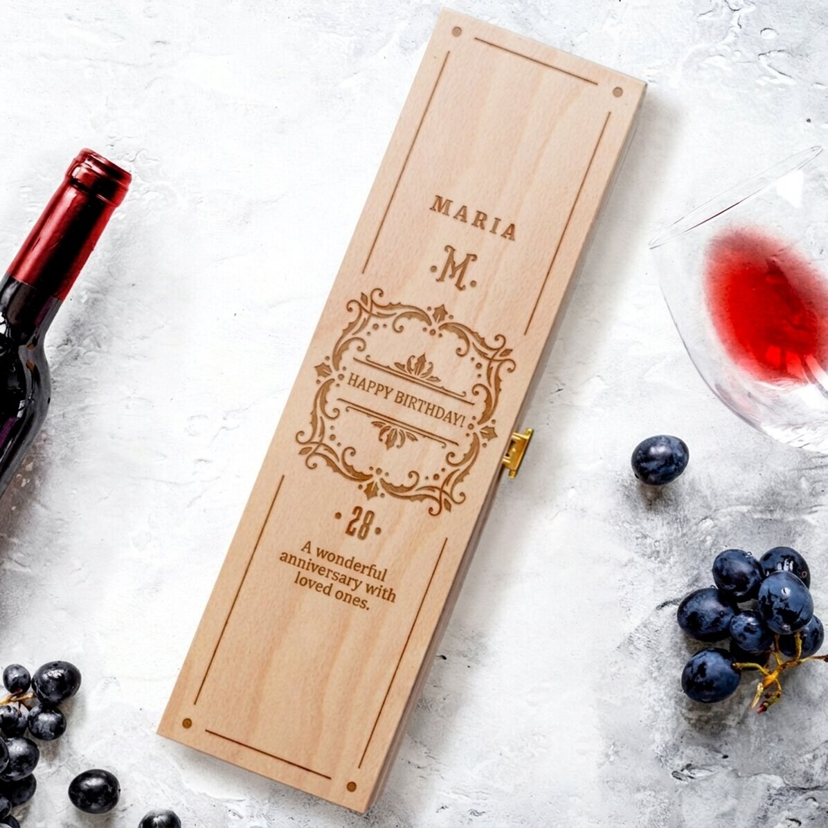 Scatola per vino personalizzata con nome e testo - Modello elegante