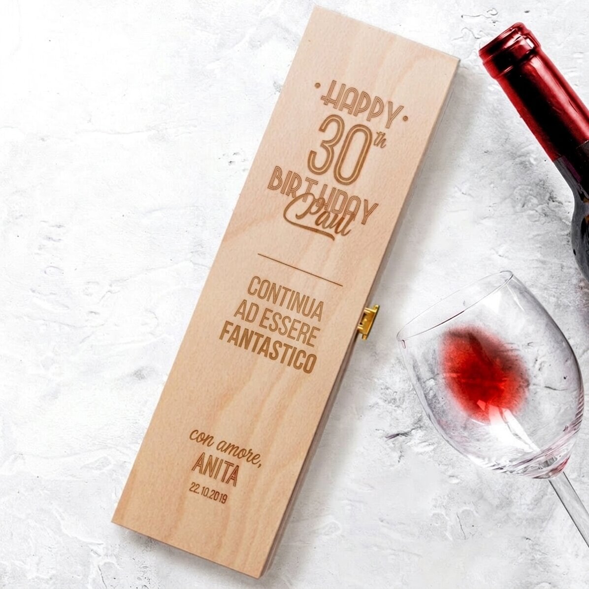 Scatola di vino personalizzata - Messaggio di compleanno
