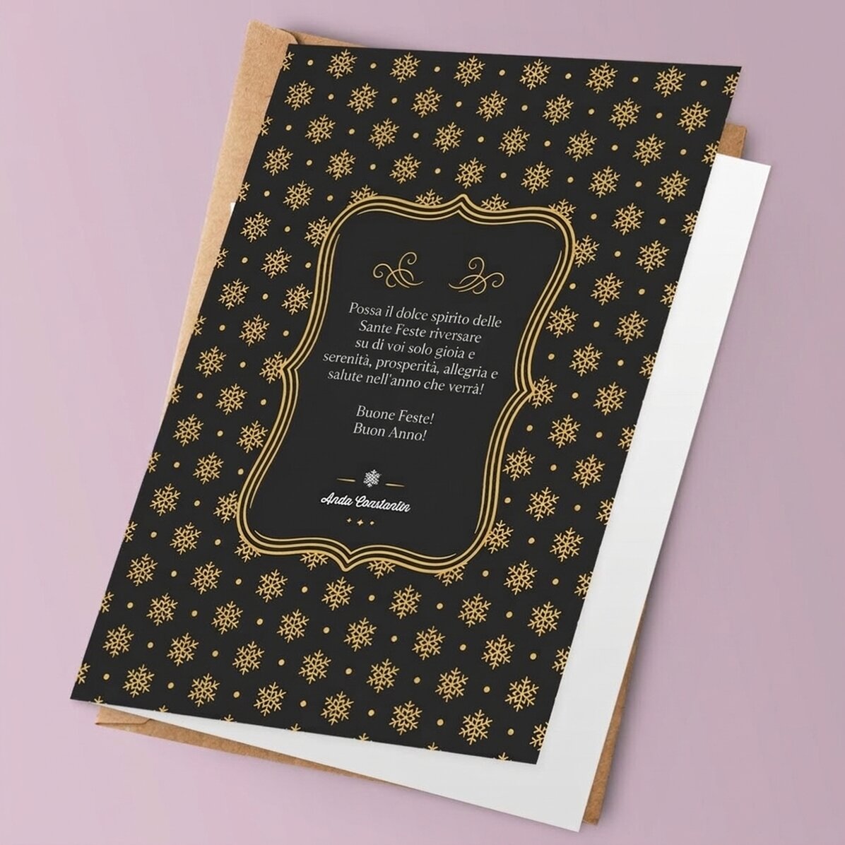 Biglietto di auguri personalizzato - Modello "Fiocchi di neve"